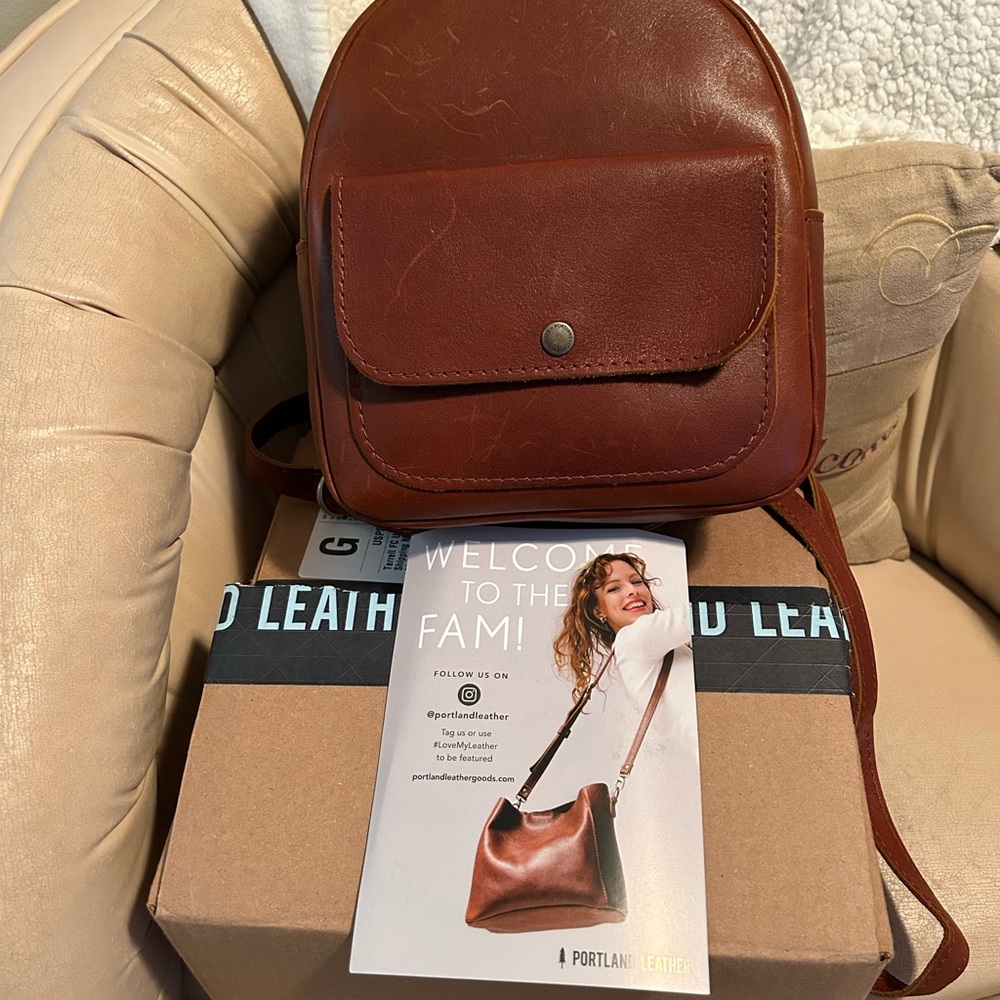 Portland leather brown small backpack